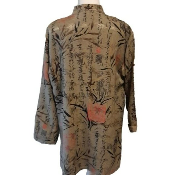 CHICO'S Design Oriental Print Nehru Jacket Topper - Picture 2 of 7